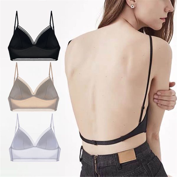 Reggiseno intimo a rete da donna sottile senza anello in acciaio reggiseno abito da vacanza chiusura posteriore invisibile coppa a triangolo reggiseni femminili Para Mujer