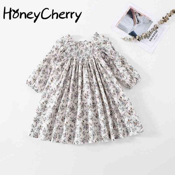 

girls dress spring retro court style girl floral flower es for weddings kids clothes 210515, Red;yellow