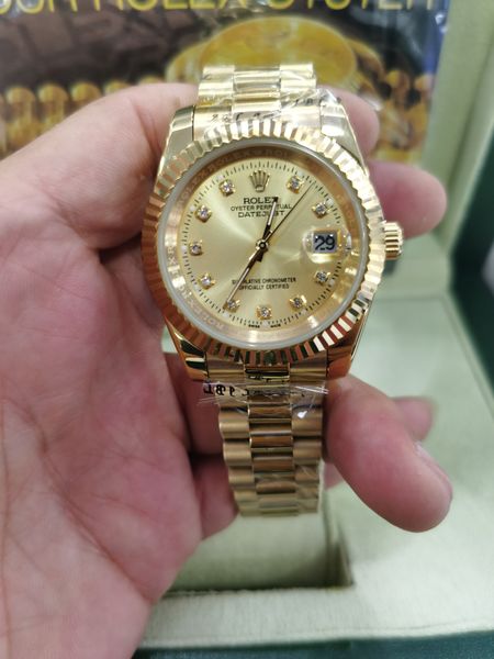 

with box luxury wristwatches mens daydate diamond dial watch sweep automatic movement mechanical sapphire original clasp watches 41mm, Slivery;brown