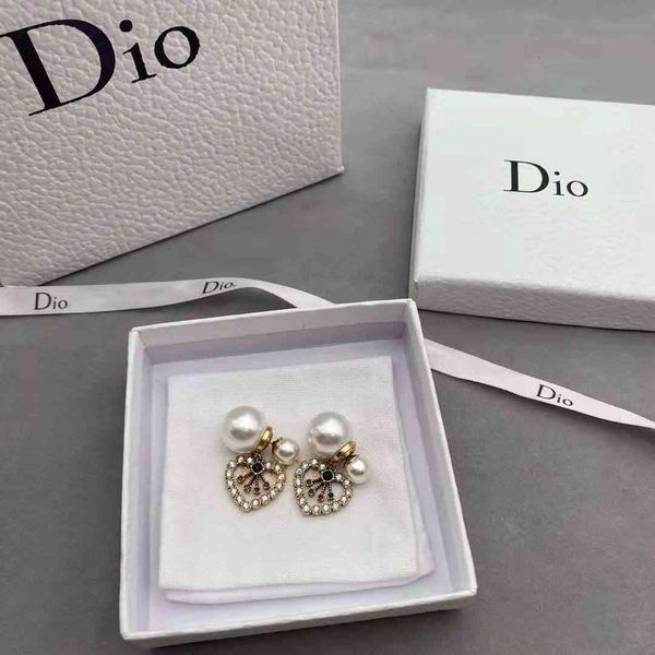 

jewelry 21 earrings used fashion women's brass luxury designer heart d cd word pearl small fragrance 925 silver needles, Red;brown