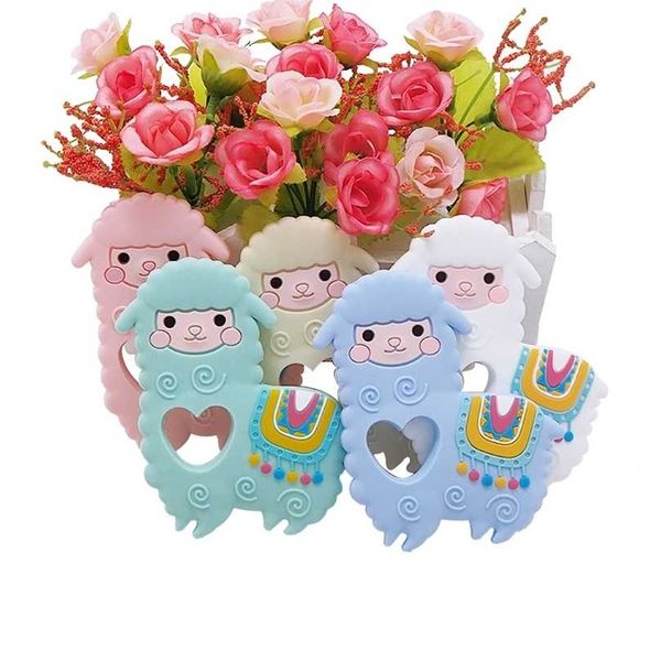 

chenkai 5pcs silicone alpaca teethers food grade baby cartoon pacifier teething for nursing accessories and gifts bpa 211106