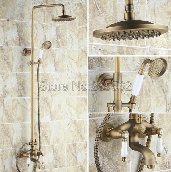 

wholesale and retail luxury antique brass rain shower faucet ceramic hand style spray rainfall mixer tap lrs163 bathroom sets