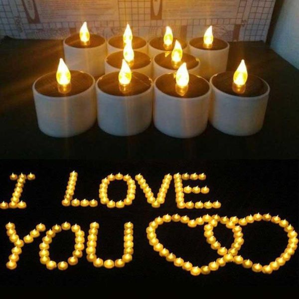 

solar lamps 6 pcs outdoor candles realistic led bright flameless tea lights for birthday camping wedding window home decor