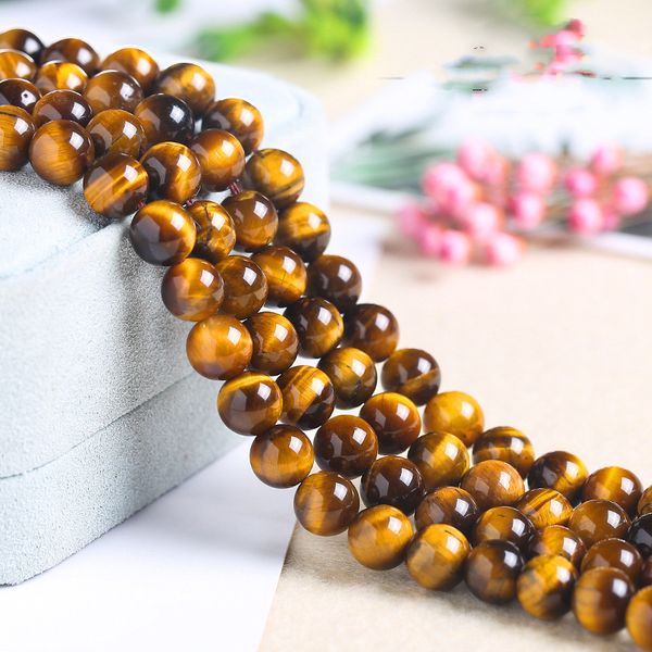 3a Tiger Eye Stone Round Beads 8mm 14mm 16mm Amarelo Solto Diy Acessórios de Jóias Semi Produtos Acabados Atacado