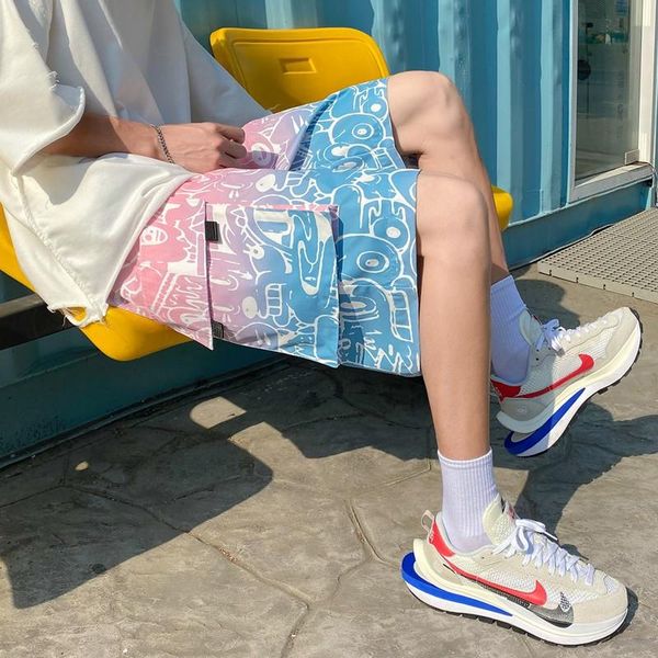 

men's shorts summer exterior large loose gradient, White;black