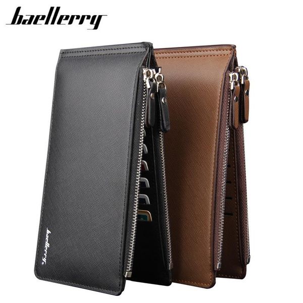 

wallets baellerry double zipper many departments men wallet pu leather male card holder man clutch long purse high quality, Red;black