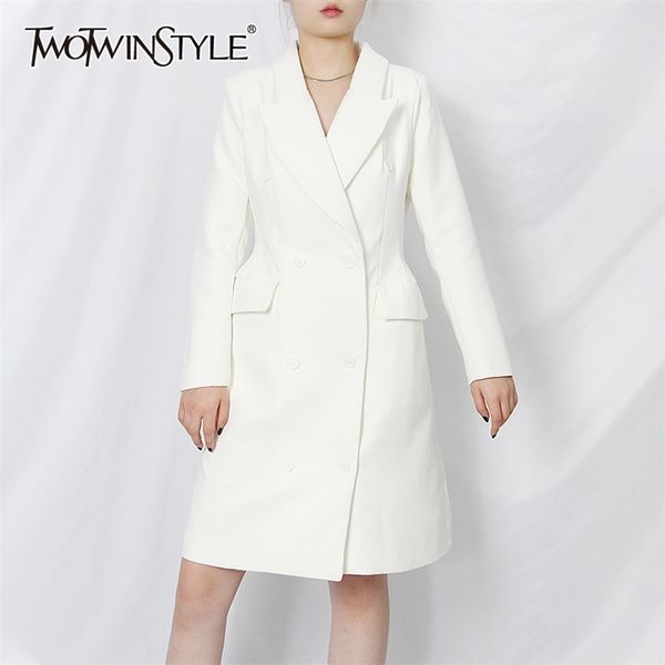 

casual white dress women v neck long sleeve high waist pocket minimalist dresses female fall fashion 210520, Black;gray