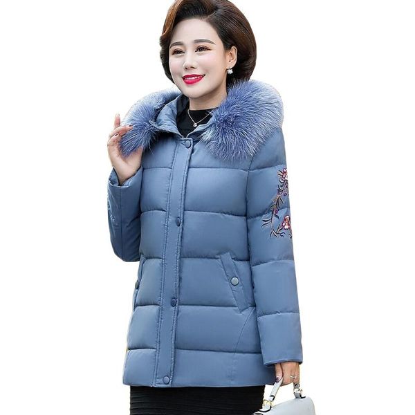 

women's down & parkas middle-aged elderly women's cotton coat 2021 winter jacket hooded big fur collar padded warm female 5xl, Black