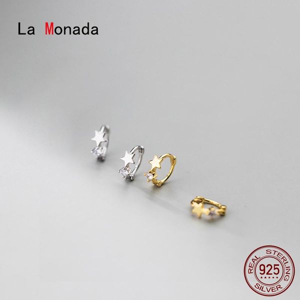 

hoop & huggie la monada earrings for women silver 925 star beautiful fine in jewelry sterling, Golden;silver