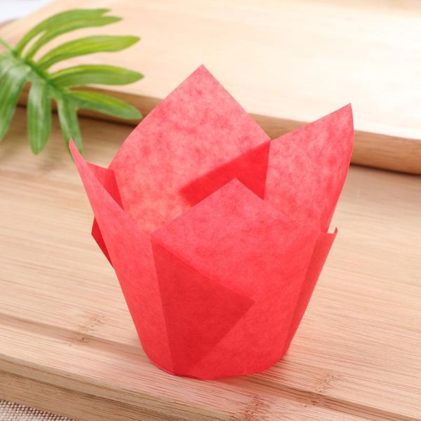 

other festive & party supplies 50pcs cupcake wrappers baking cups tulip shape liners muffin cake cup favors - red