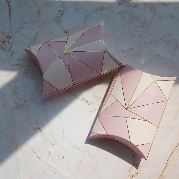 

gift wrap 25pcs gold pink candy box gemstone pillow shape cookie sweet packaging wedding birthday favors gifts package