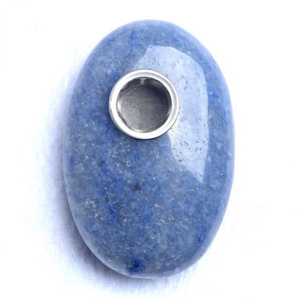 Crystal Blue Stone Oval Pipe Einfache Mode Zigarettenspitze Spielen Hersteller Direktverkauf