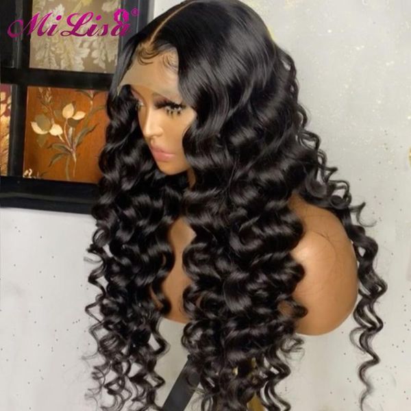 

lace wigs loose wave wig front human hair brazilian remy frontal pre-plucked closure for women, Black;brown