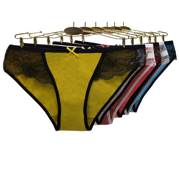 

women's panties alyowangyina 1/6/12 pcs/lot lace edge underwear briefs 89417, Black;pink