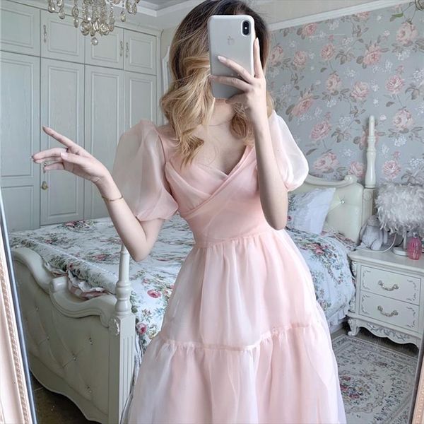 

lolita puff sleeve slim women dresses lace chiffon pink elegant designer french bandage autumn womens clothing, Black;gray