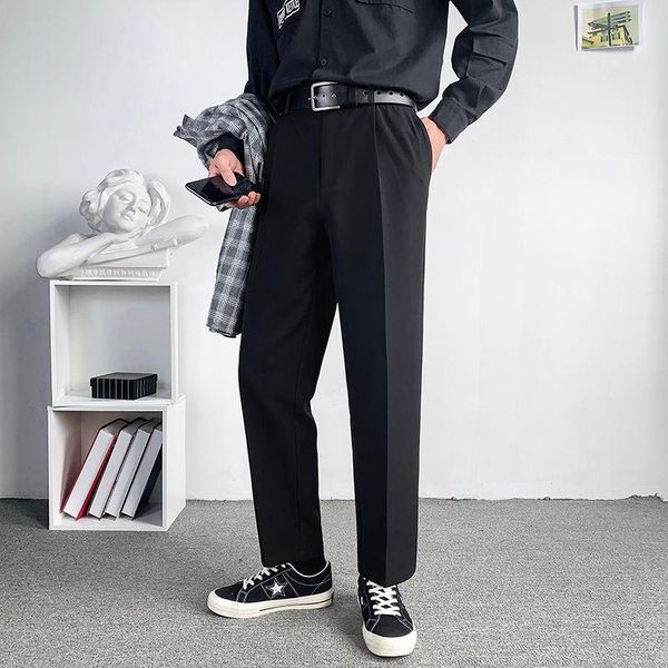

men's pants suit korean style black trousers for men loose straight casual solid color clothing