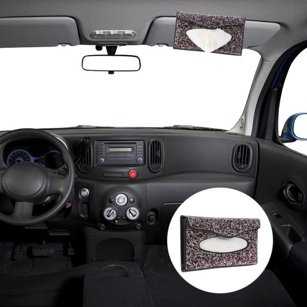 

car organizer pu leather napkin holder bling handbag shape tissue case for women