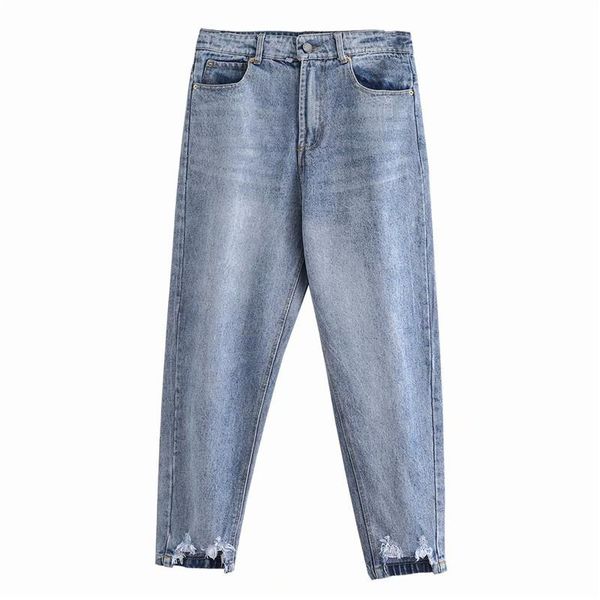 

women's jeans women casual blue color harem pants holes scratched retro long length lady baggy loose trousers pantalon femme