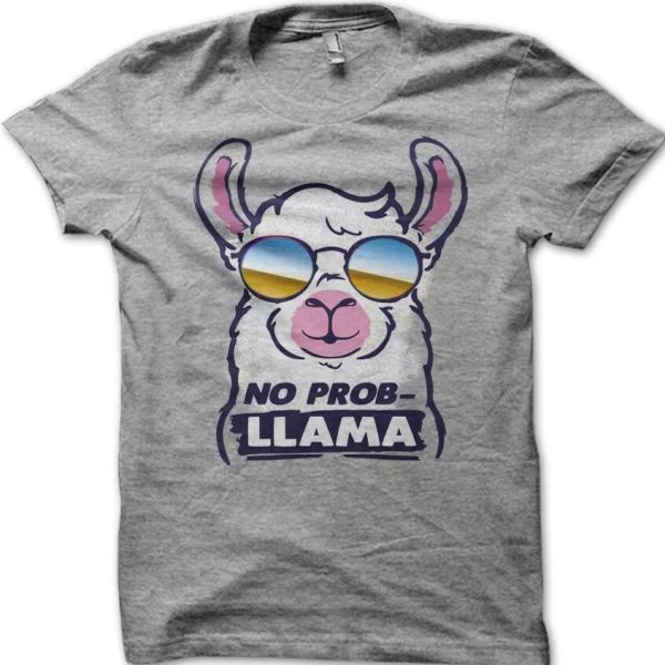 

no probllama no problem llama t-shirt 9088, White;black