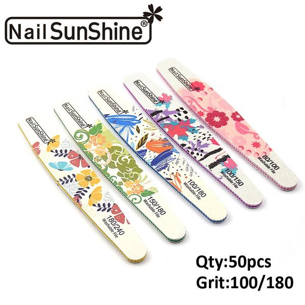 

50pcs printing nail files 100 180 150 double side sanding buffer block tips tools manicure polishing waterdrop shape