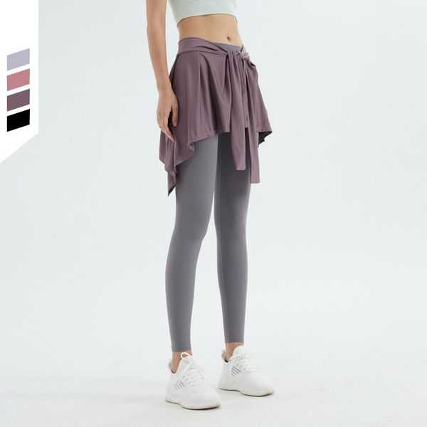 

sports yoga with light proof bandage and shawl over the skirt, Gray