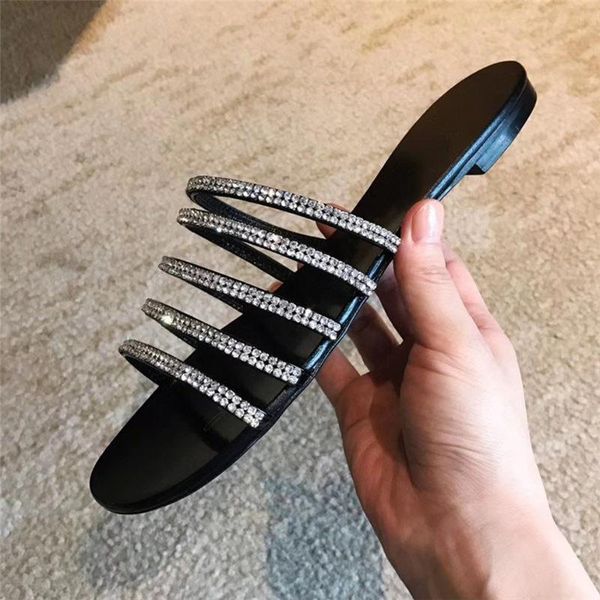 

crystal stars womens slippers flip flops black silver rose gold slides woman sparkling flat sandals 11 colors