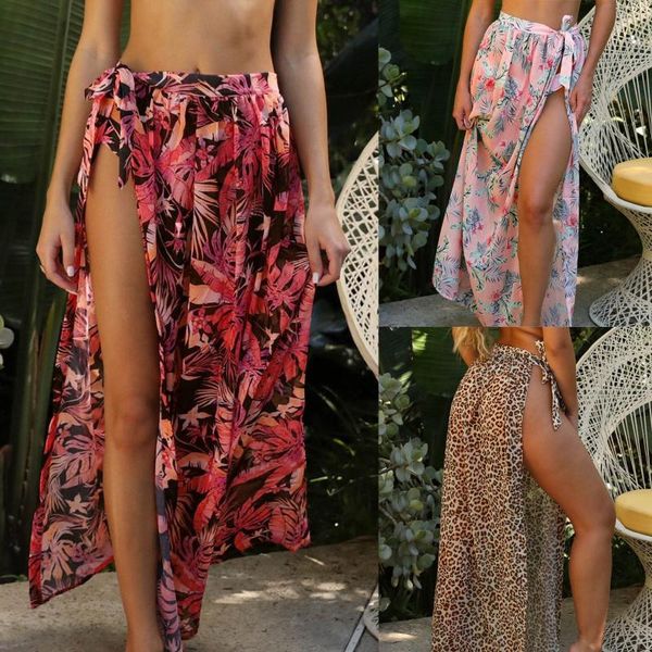 

women's swimwear 2021 beach dress printed swimsuit cover up mesh bikini chiffon bathing suit skirts cover-ups wrap skirt, White;black