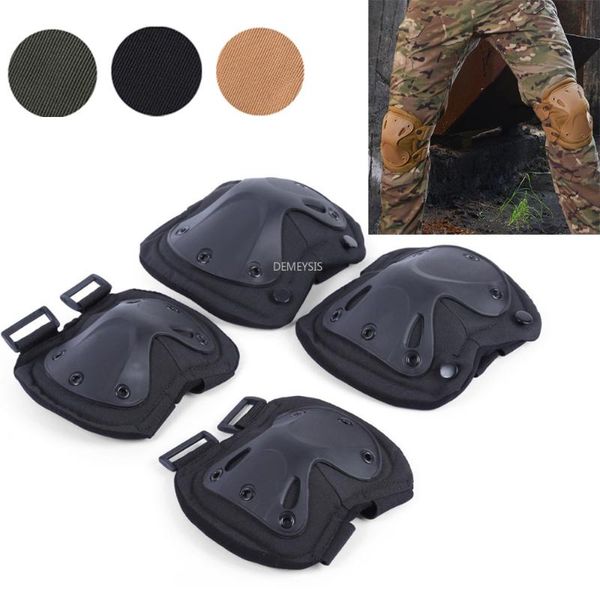 

military army knee pads & elbow set outdoor tactical protector paintball hunting war game, Black;gray