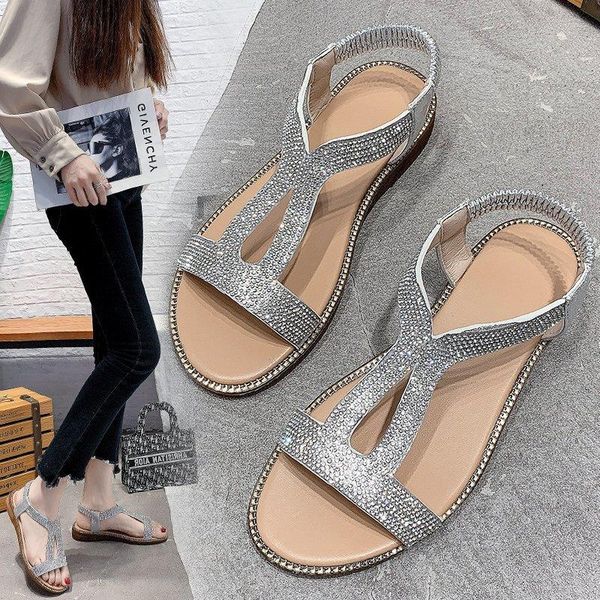 

sandals fashion women summer classic peep toe shoes 2021 est wear resitant non-slip rhinestone womans platform, Black
