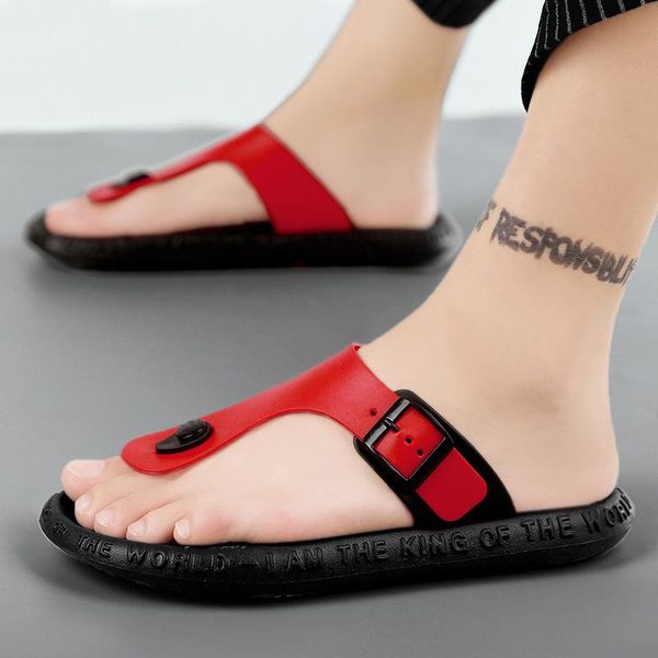 

slippers men flat flip flops black red youth beach designer casual summer shoes shower man