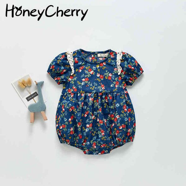 

summer baby climb clothes printed girl bodysuit s bodysuits 210515, Blue