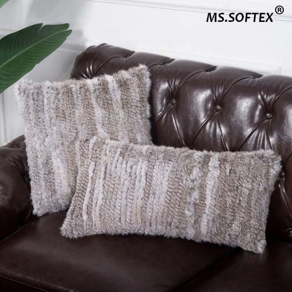 

cushion/decorative pillow natural fur case handknitted real cover cushion home decoration ms.softex