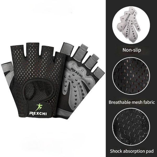 

cycling gloves half finger fitness men women breathable anti-slip weightlifting dumbbell training professional gym, Black
