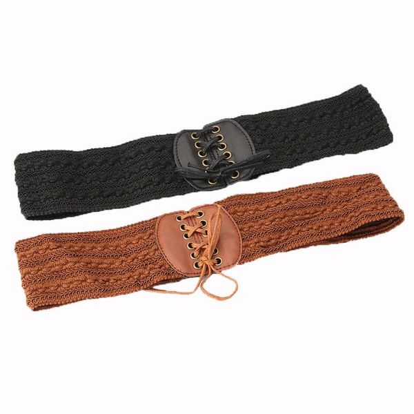

belts summer women's wide elastic stretch waist belt for dress, Black;brown
