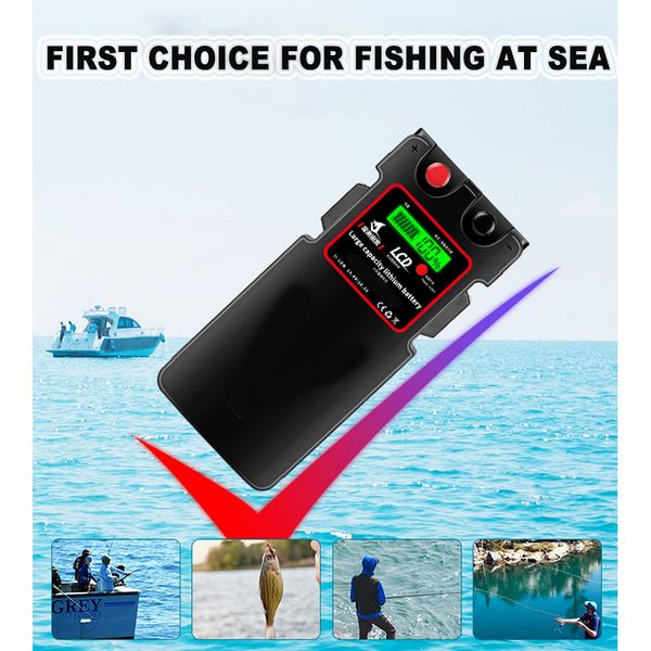GTK Batteria al litio da 12 V per la pesca in mare di grande capacità per alimentazione mobile/luci da pesca/energia portatile + caricatore 1A/borsa/cinghie