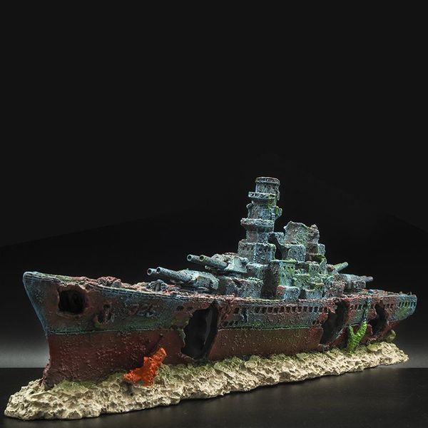 

decorations aquarium decoration fish tank landscaping artificial broken shipwreck ornaments aquascape landscape home decor accessories
