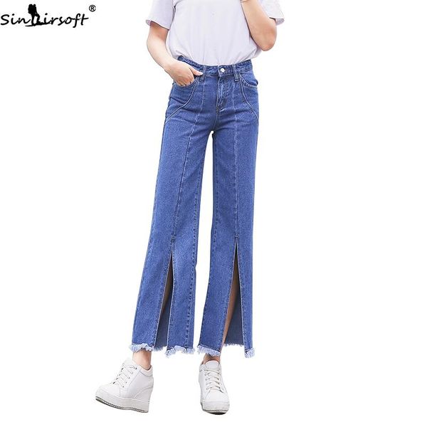 

women's jeans 2021 front split flashing fashion personality slimming high waist woman harajuku trend casual wild denim pants women, Blue