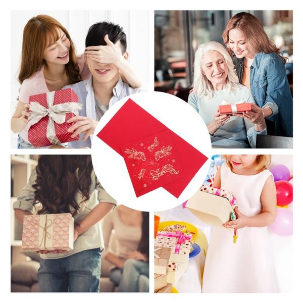 

2pcs chinese year greeting cards festival message wishes gift wrap
