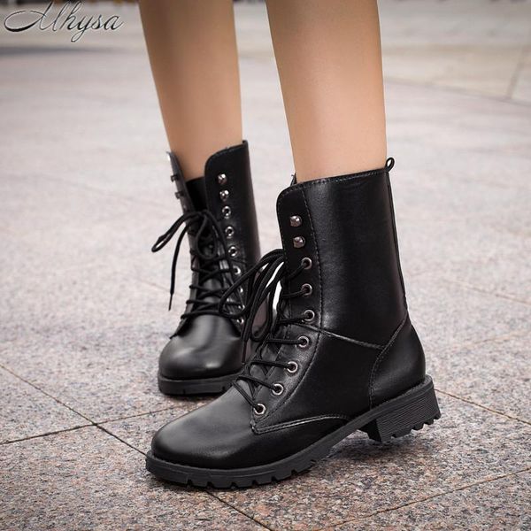 

boots fall/winter 2021 women's tube shoes plus velvet low-heeled couple casual british style large size43 d1394, Black