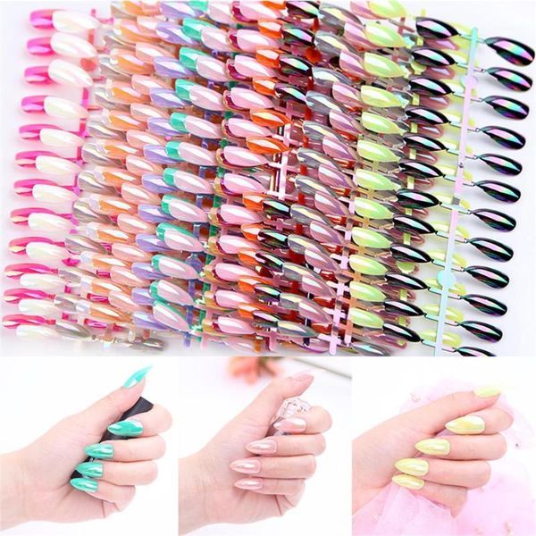 

24pcs shiny metallic false nails full cover stiletto coffin fake abs artificial tips nail art decorations women makeup nai1, Red;gold