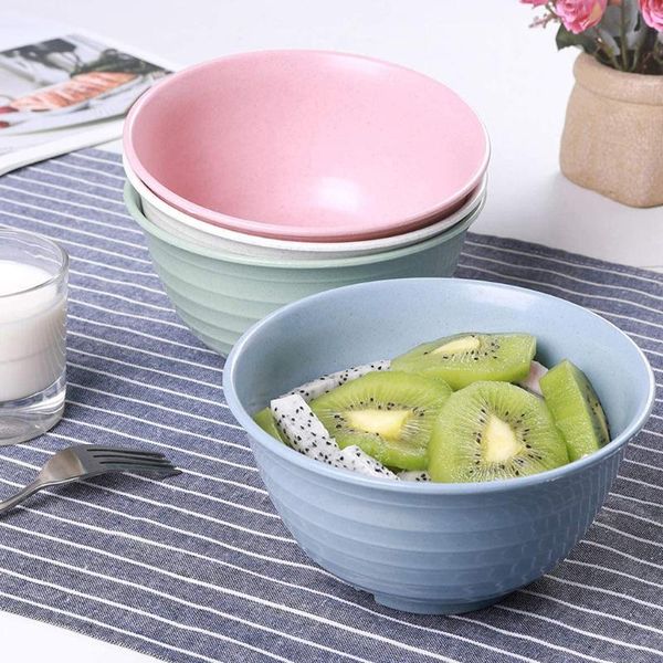 

pcs unbreakable cereal bowls wheat straw fiber lightweight bowl sets dishwasher and microwave safe for rice soup