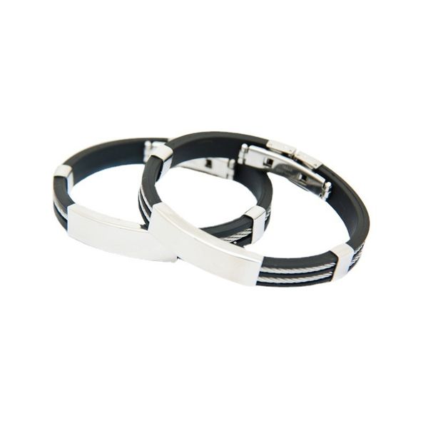 

single and double wire ti-tanium steel bracelet men's pu version korean smooth weiye line bracelet butterfly buckle lettering, Golden;silver