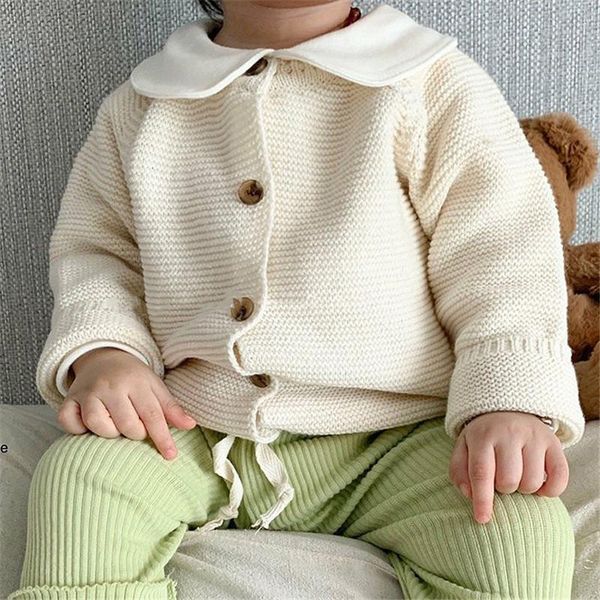 

pullover baby boy girl autumn winter knitted sweaters casual cotton cardigans toddler fashion knitting clothes born solid pure jackets, Blue