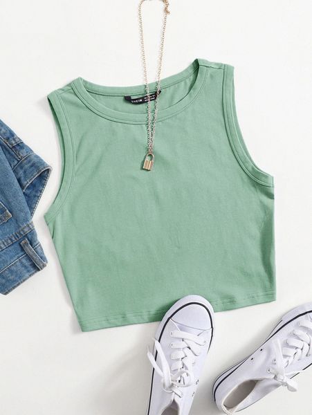 

solid crop tank p7dr#, White