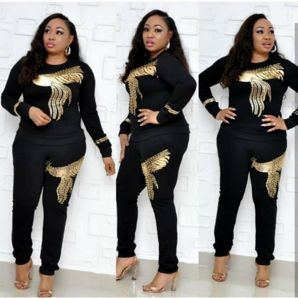 

ethnic clothing muslim fashion sets autumn gold sequins long sleeves pullover and straight trousers set casual street hipst, Red