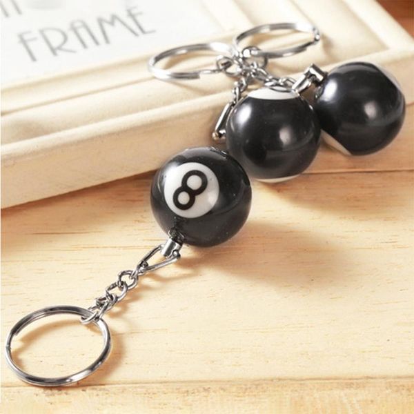 

keychains 2pc fashion creative billiard pool keychain table ball key ring lucky black no.8 chain resin jewelry gift, Silver