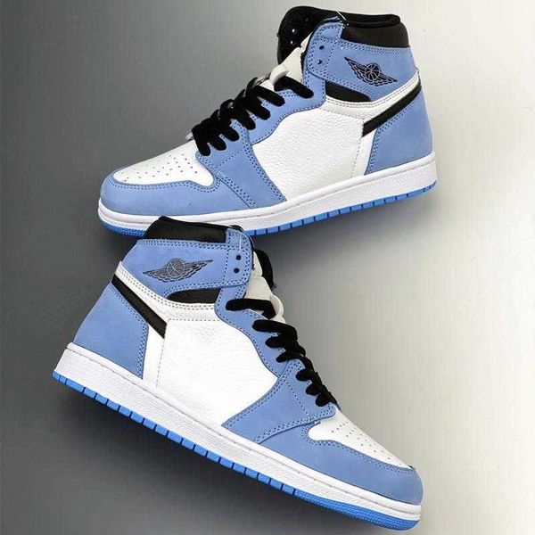 

authentic high og 1 unc black white university blue shoes jumpman 1s womens basketball mens sports sneakers with box size 36-47