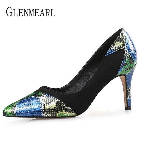

dress shoes genuine leather women high heels luxury woman pumps pointed toe wedding spring autumn plus size 44, Black