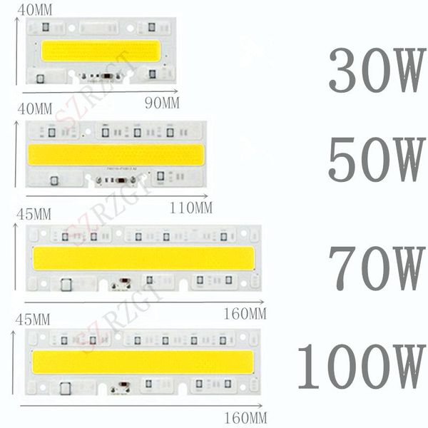 

light beads led cob chip full wa30w 50w 70w 100w white lamp bulb 220v input smart ic diy outdoor floodlight