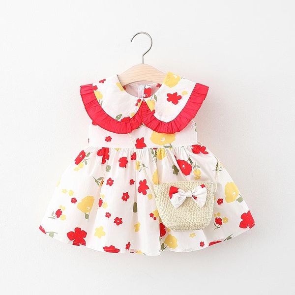 

girl's dresses (4 pieces/lot) 2021 arrival summer dress 050409, Red;yellow